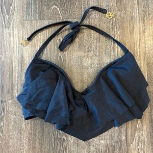Soft Surroundings Black Ruffle Halter Swim Top. NWOT.